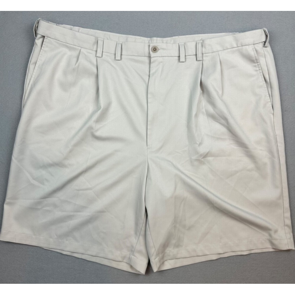 Mens Haggar Cool 18 Performance Khaki Shorts Moisture Wicking No Iron Size 50